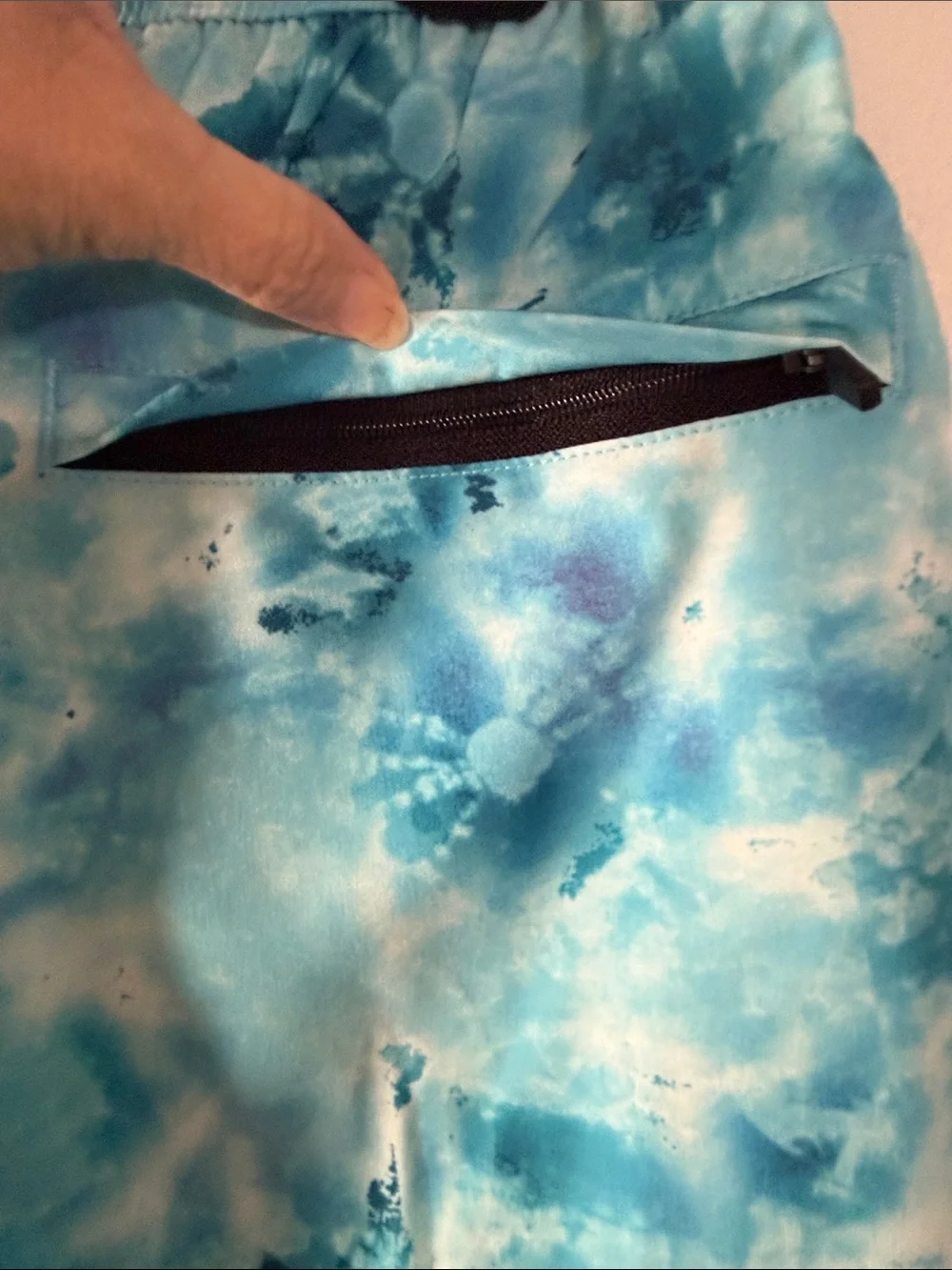 Men's Blue Tie-Dye Swim Trunks - Elastic Waist